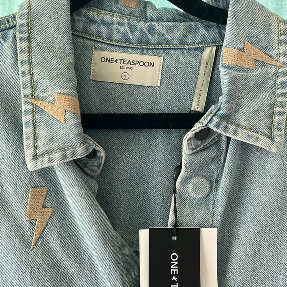 NWT One Teaspoon Lightning Bolt Prophecy Jumpsuit Sz:S Denim Long Sleeve $299 - Picture 6 of 13